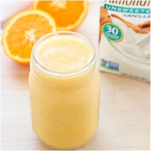 Fresh Orange Creamsicle Smoothie with Almond Milk from Elune Blue (Adapted from Making Thyme for Health)