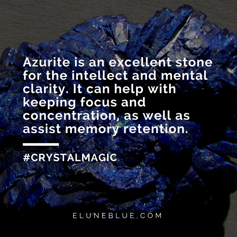 Azurite is an excellent stone for the intellect and mental clarity. It can help with keeping focus and concentration, as well as assist memory retention. -- Azurite Meanings and Uses