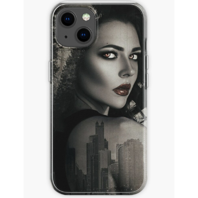 Witch in the City iPhone soft case demonstrated on an iPhone 13.