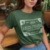A woman wearing a Forest Green Ouija T-Shirt from Elune Blue on Etsy.